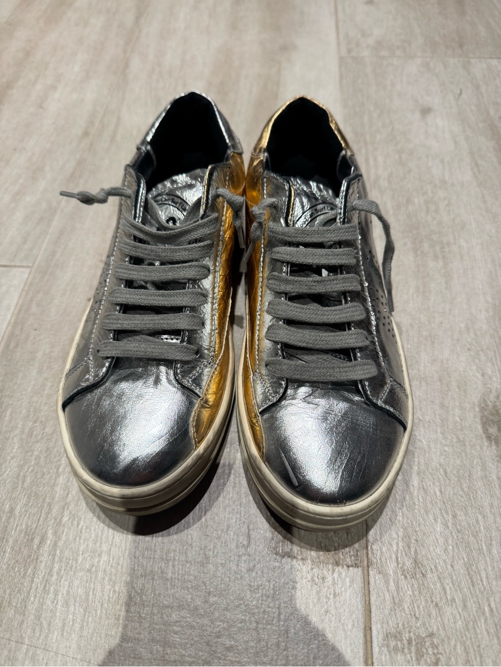 P448 Metallic Silver and Gold Low-Top Sneakers